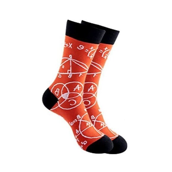 Jimmy Whiz Mens Math Chemistry Science Formula Socks on Orange Gift Packaged - Picture 1 of 9